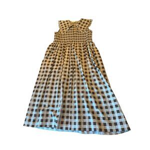 Ganni Checkered Cotton & Silk Midi Dress Size 40 US 8 Cottage Prairie